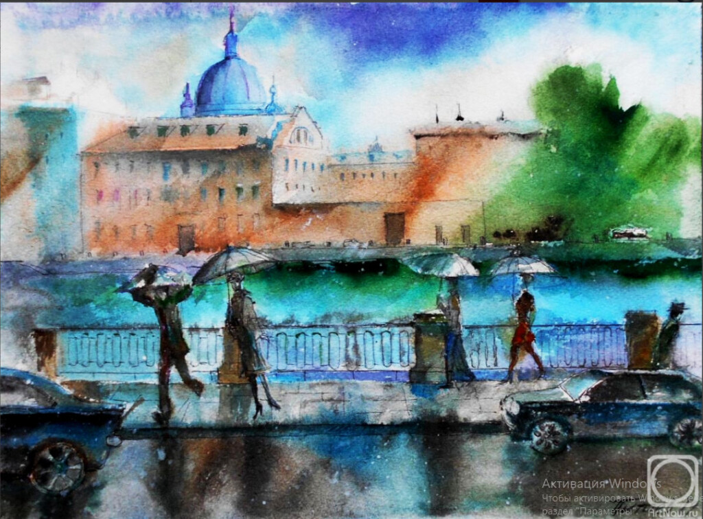 Река Фонтанка, дождь