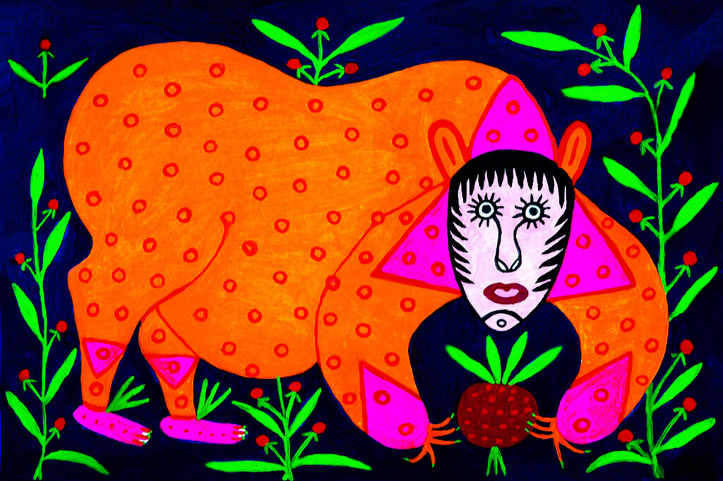 Обезьяна(копия картины Марии Примаченко)