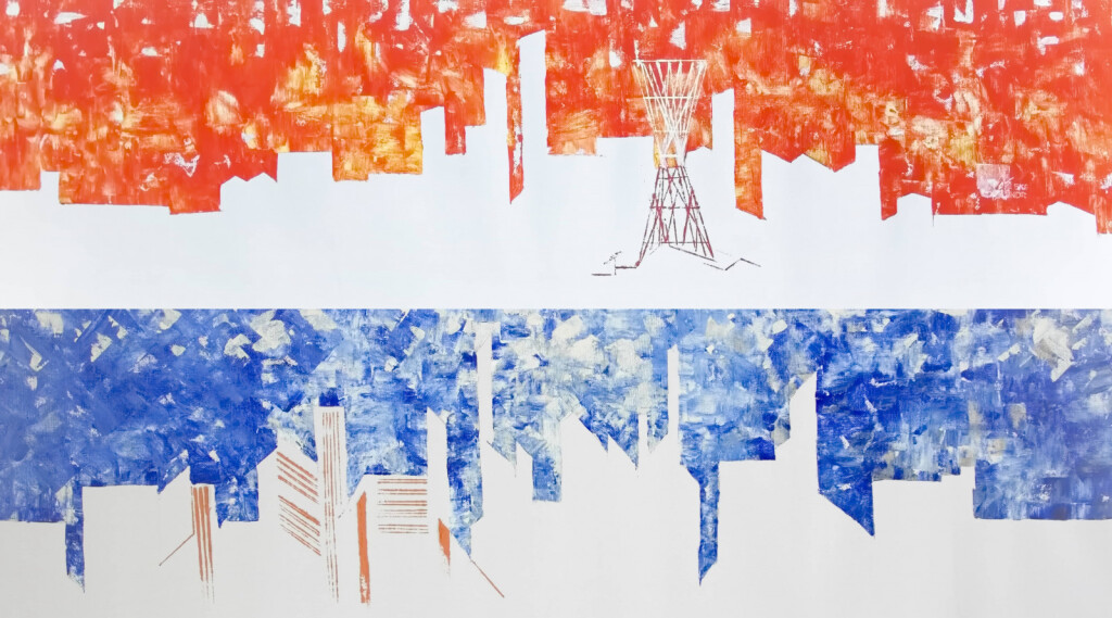 Кавасаки, Осака Города Японии. Абстракция Диптих