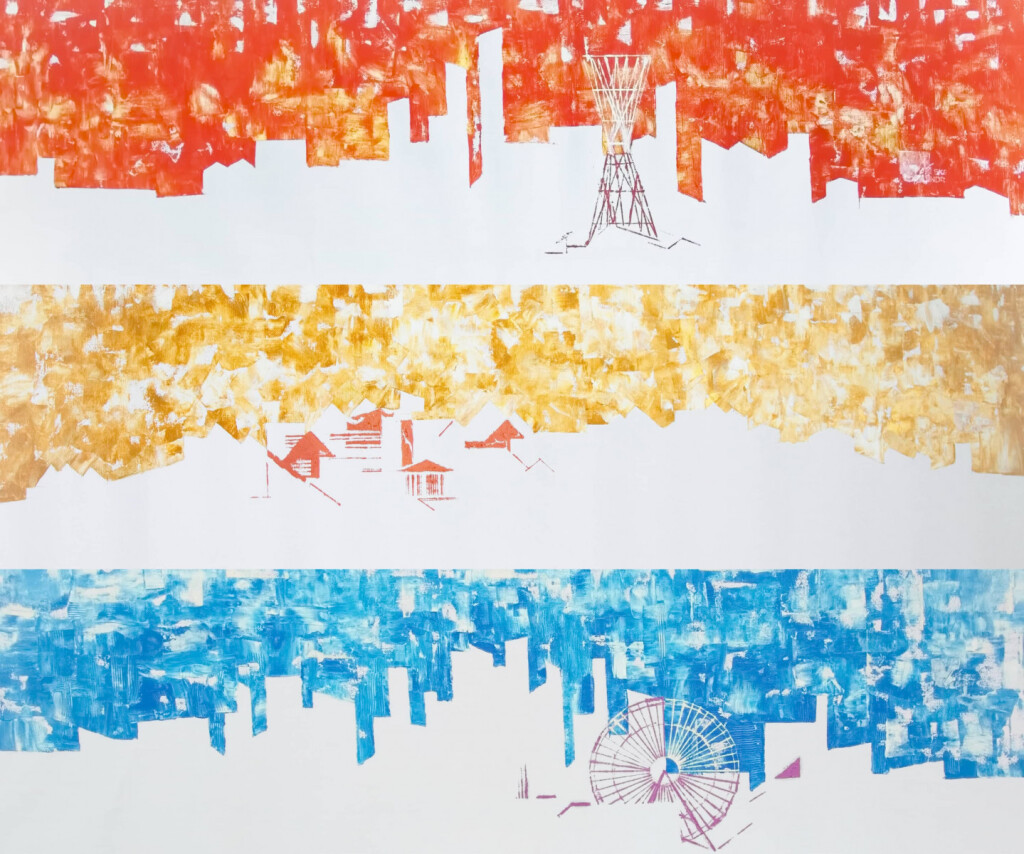 Кавасаки, Кюрасики, Йокохама Города Японии. Абстракция Триптих