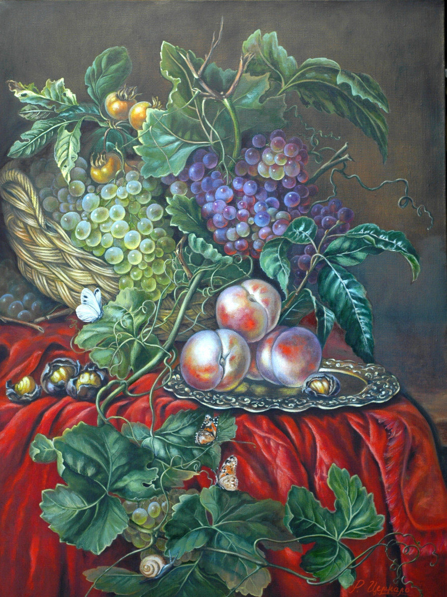 Натюрморт на бархатной скатерти.
