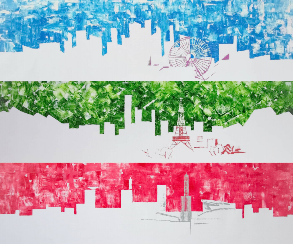 Йокогама, Саппоро, Сайтама, Города Японии. Абстракция Триптих