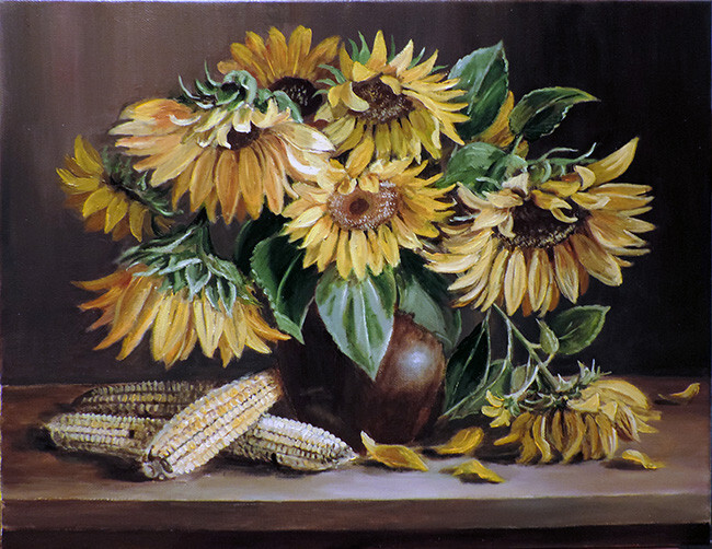 Подсолнухи и кукуруза