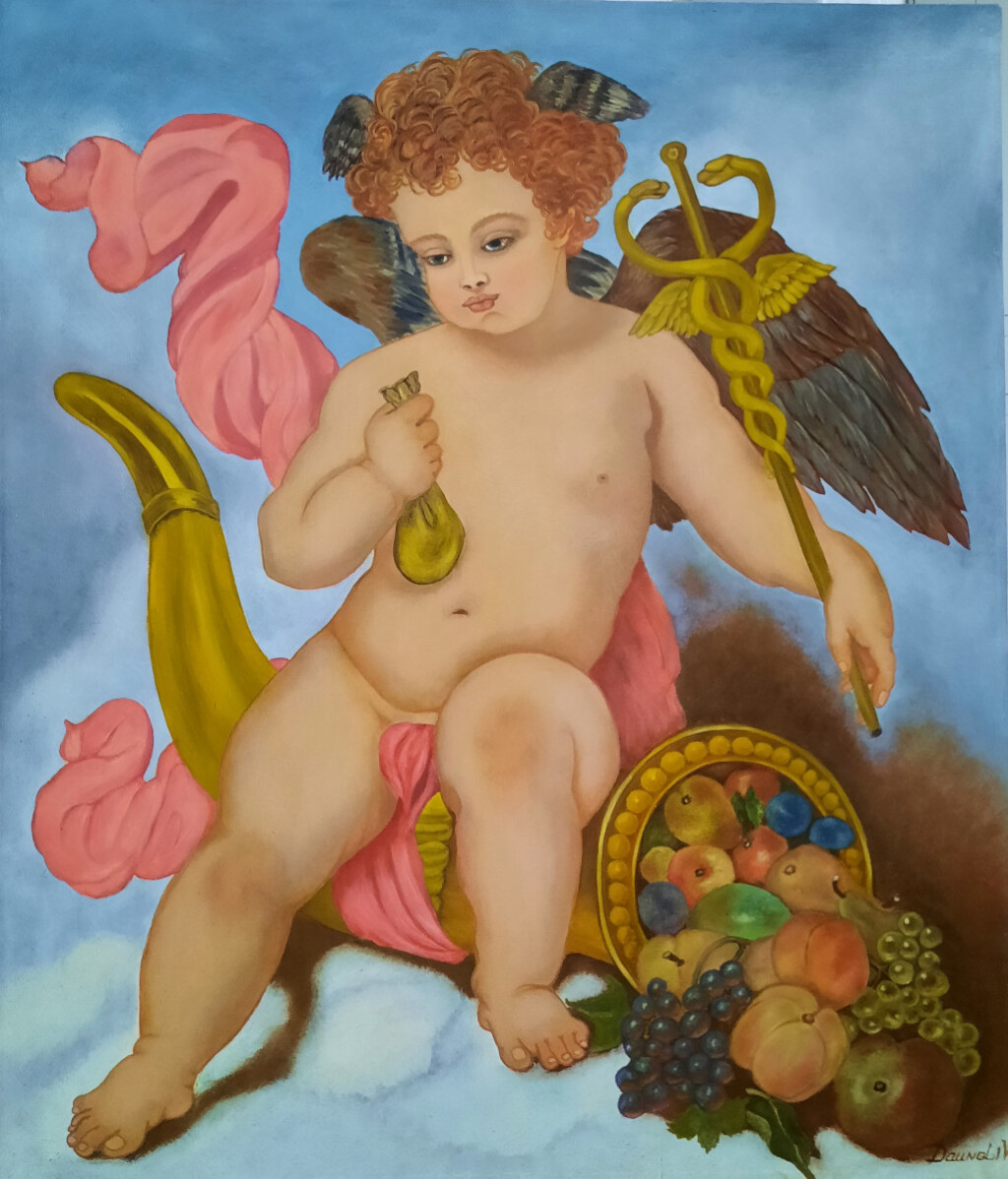 Маленький Меркурий, рог изобилия, ангел