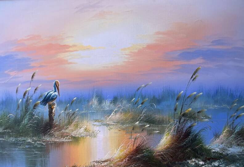 Аист на болоте