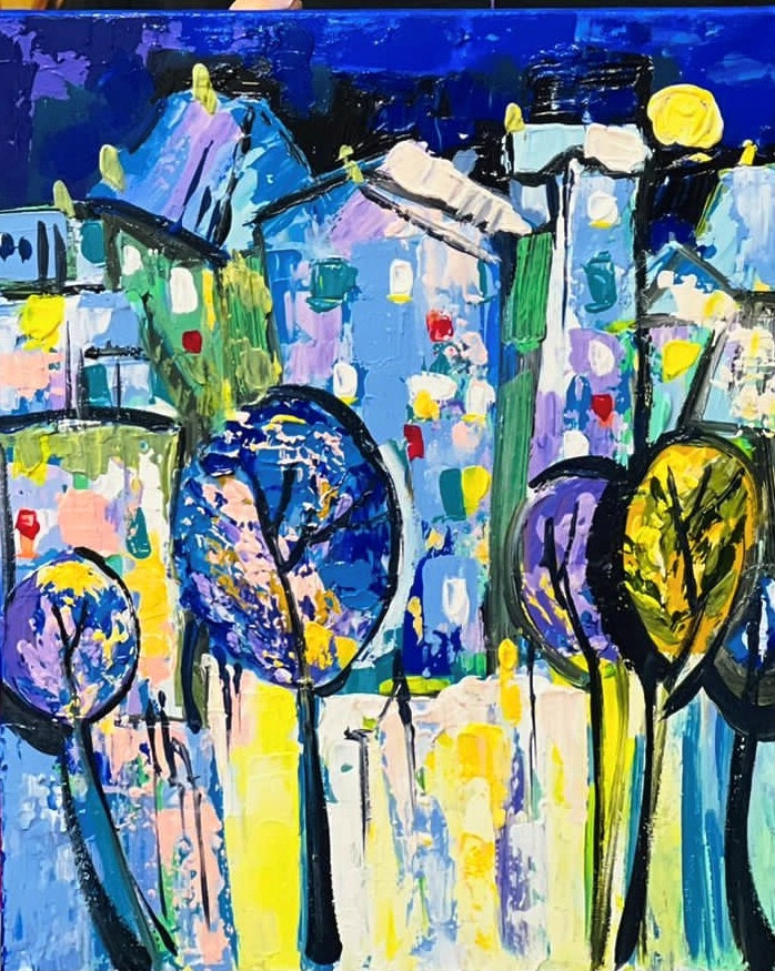 Город в синих тонах