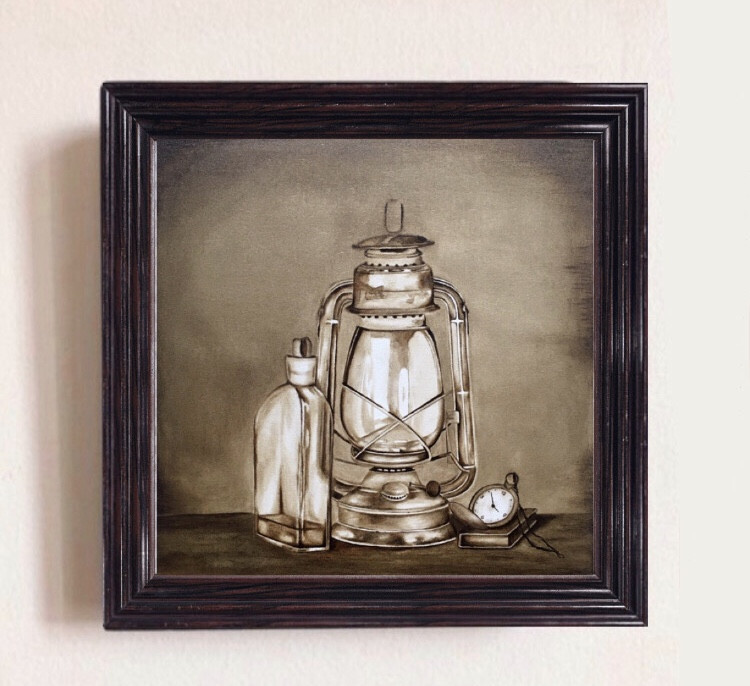 Картина нефтью Керосиновая лампа