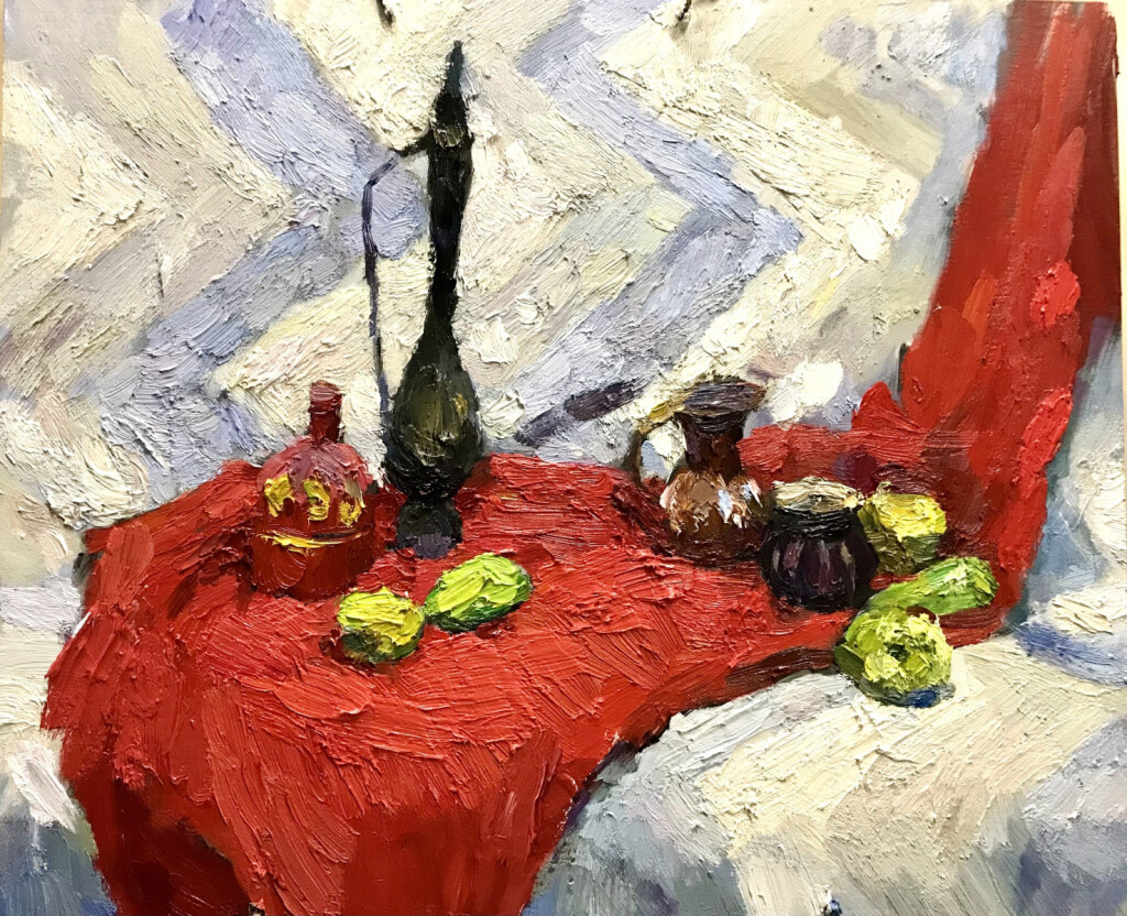 Натюрморт с красной драпировкой