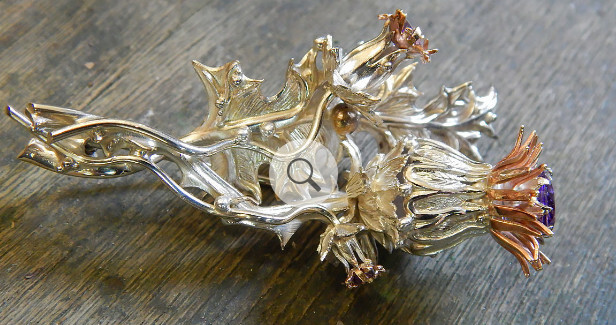 Брошь Чертополох в мельхиоре