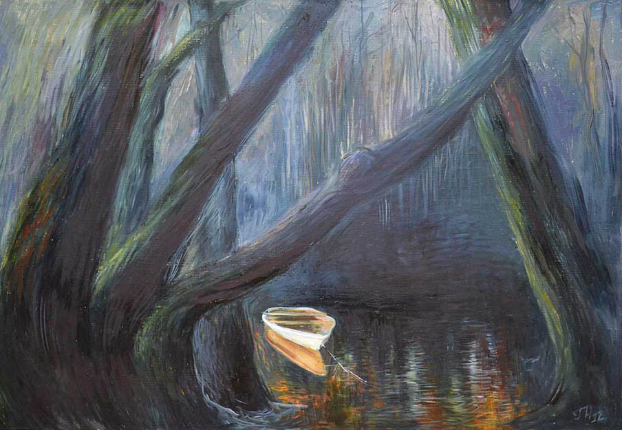 Лодка, чёрная вода