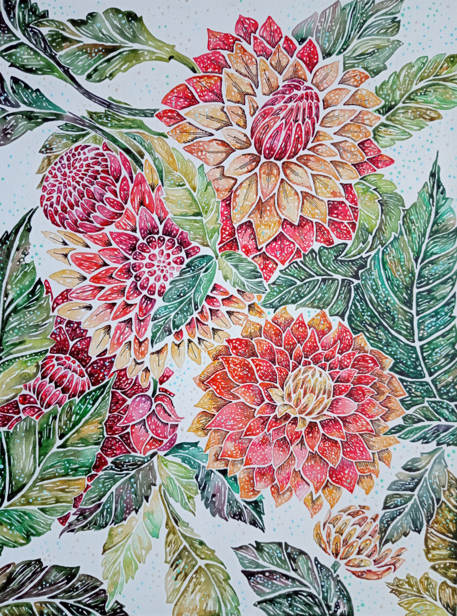 Хризантемы в графике