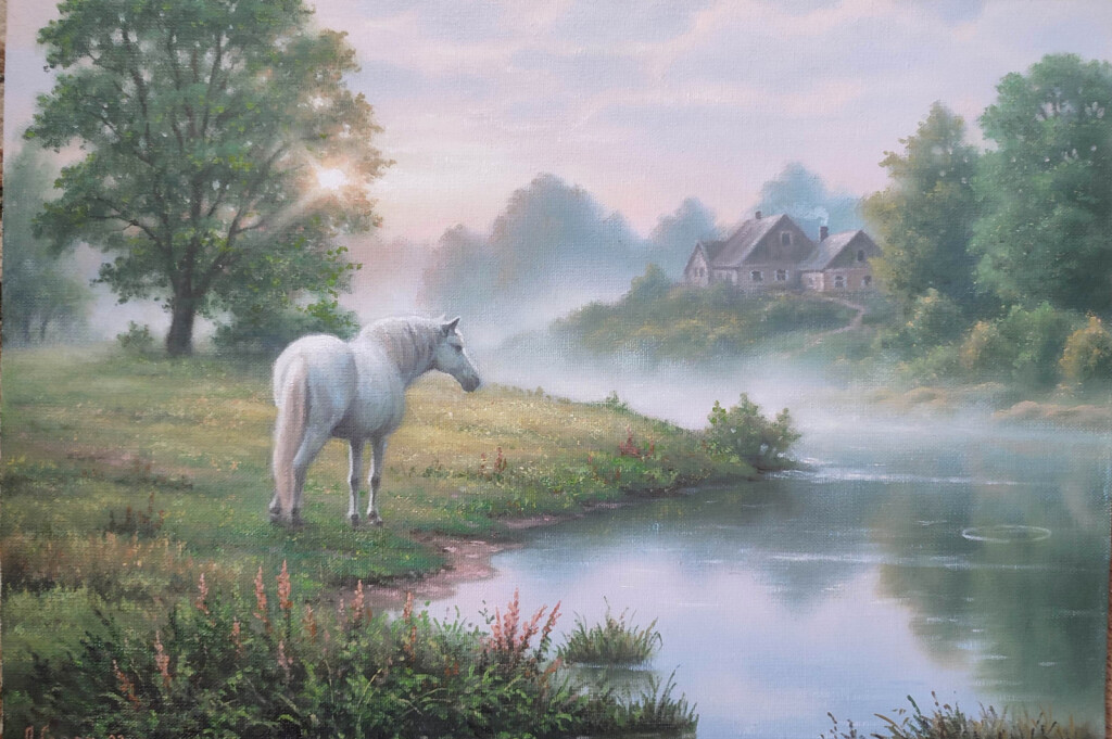 Пейзаж с лошадью