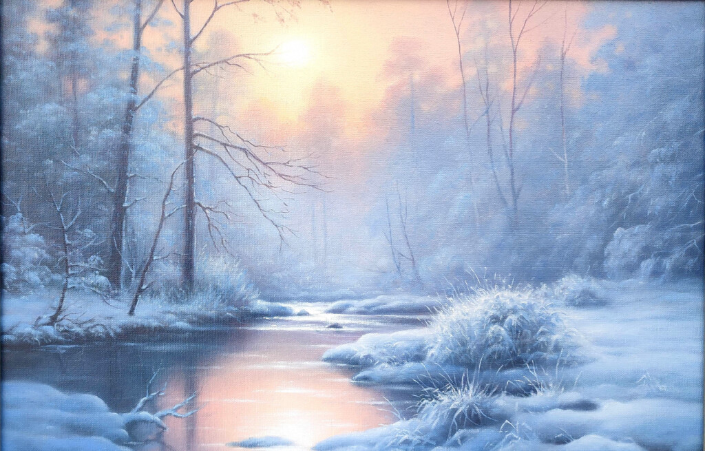 Ручей в зимнем лесу