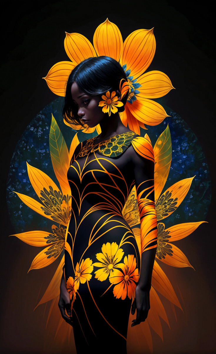 Негритянка в неоновых цветах