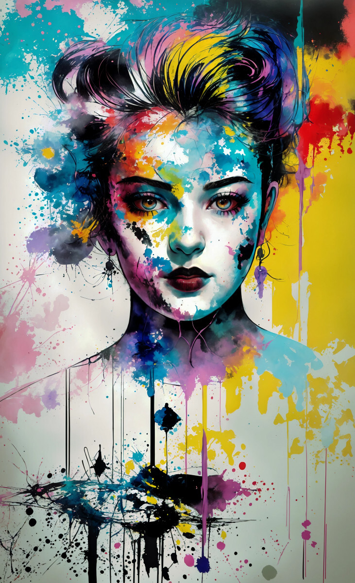 Девушка в разноцветных красках