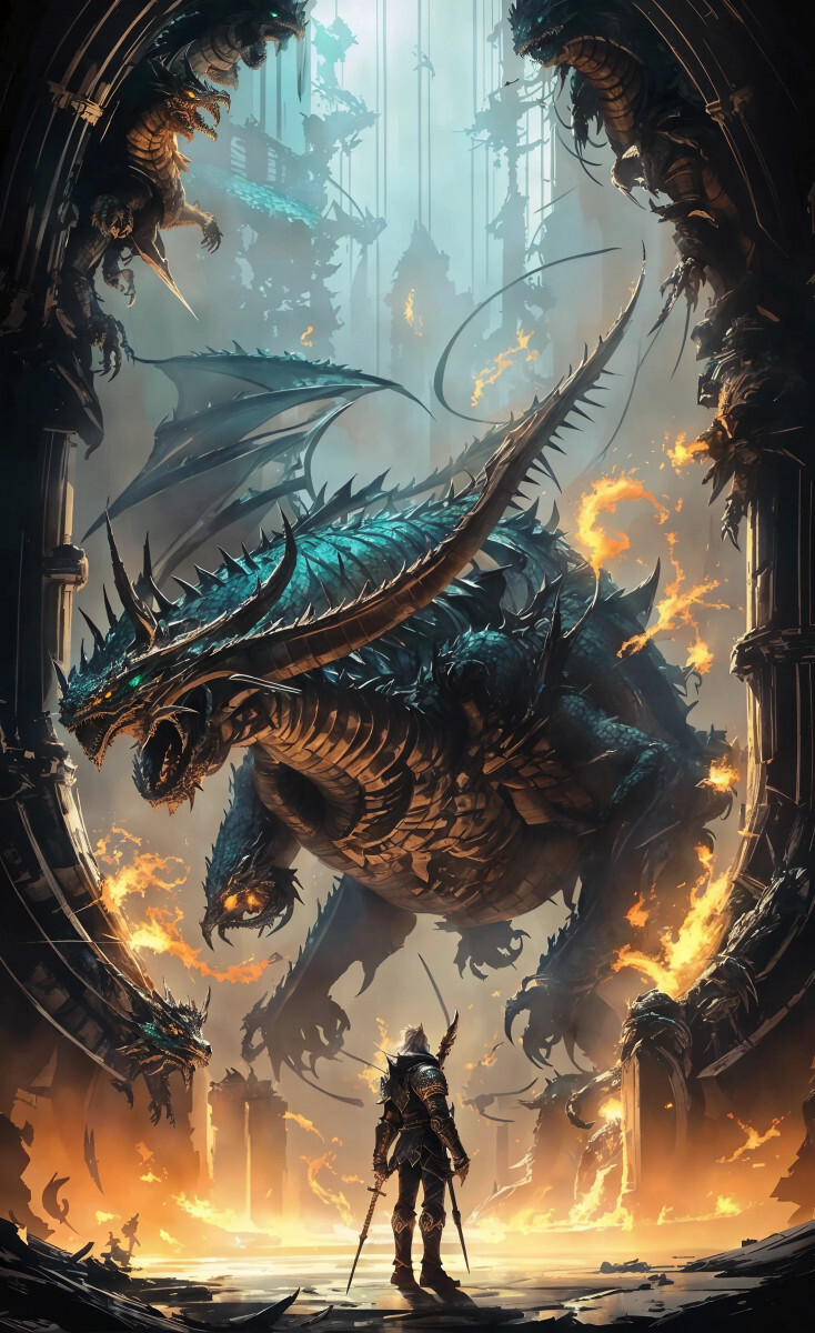 Рыцарь и огромный монстр