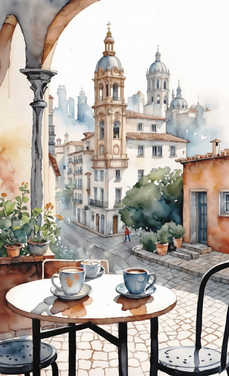 Улица Барселоны и утренний кофе