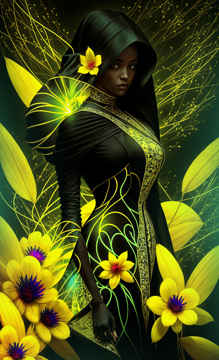 Негритянка в неоновых цветах