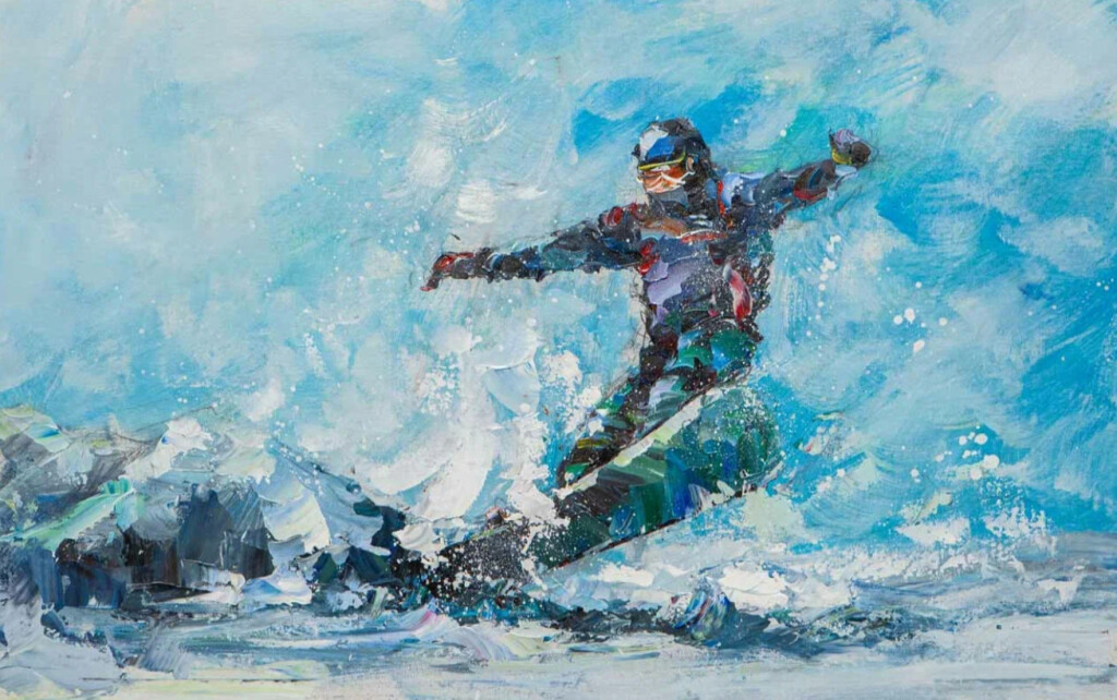 Сноубордист. Выполняя трюк