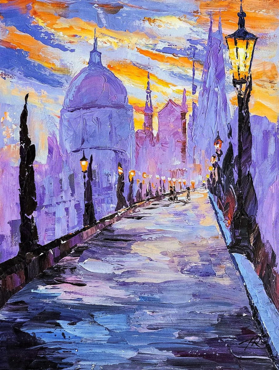 Карлов мост. Сиреневый тон