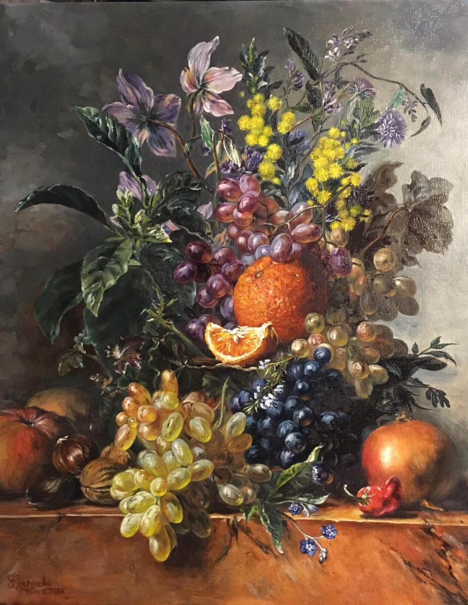 Хендрик Рикерс «Натюрморт с цветами и фруктами»