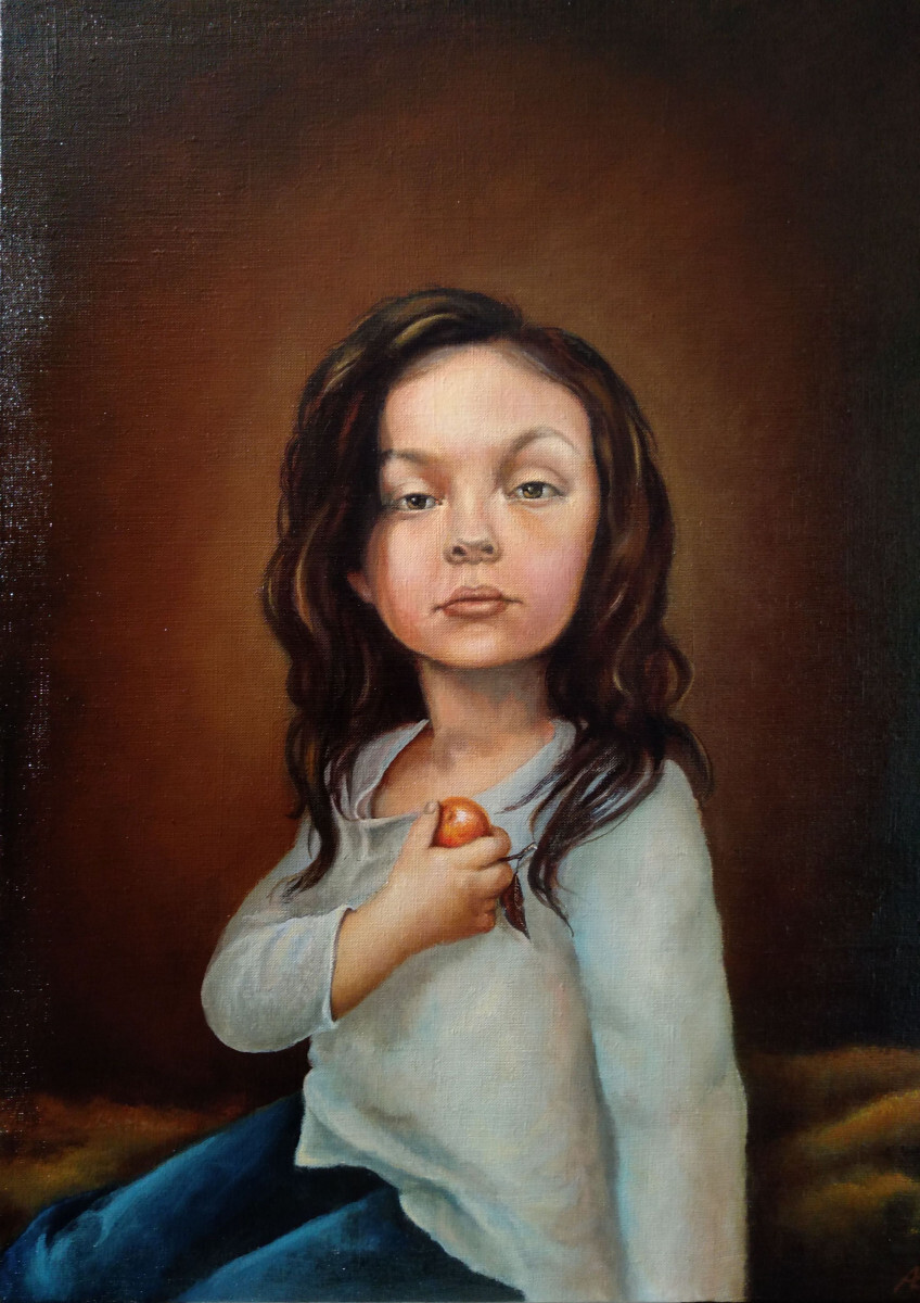 Девочка с яблоком