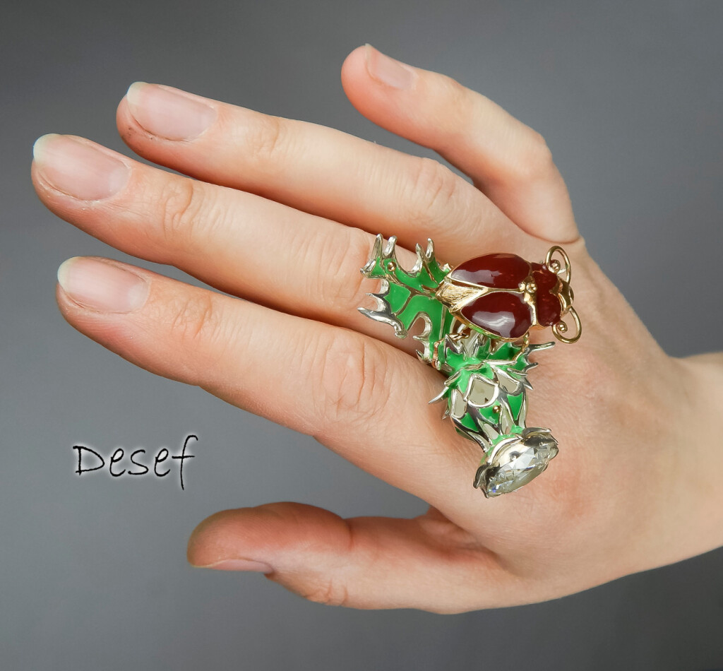 Кольцо чертополох с жуком