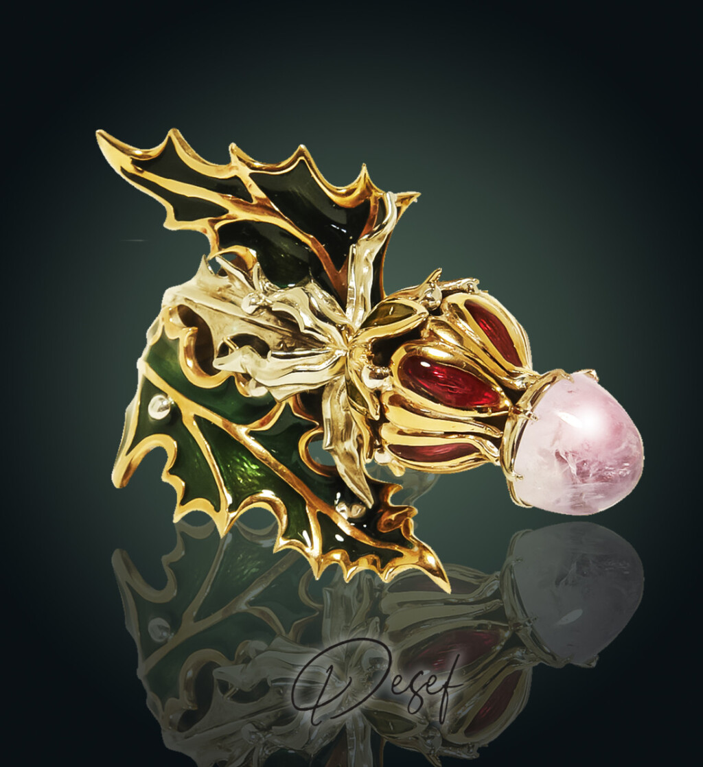 Кольцо чертополох с холодноц эмалью