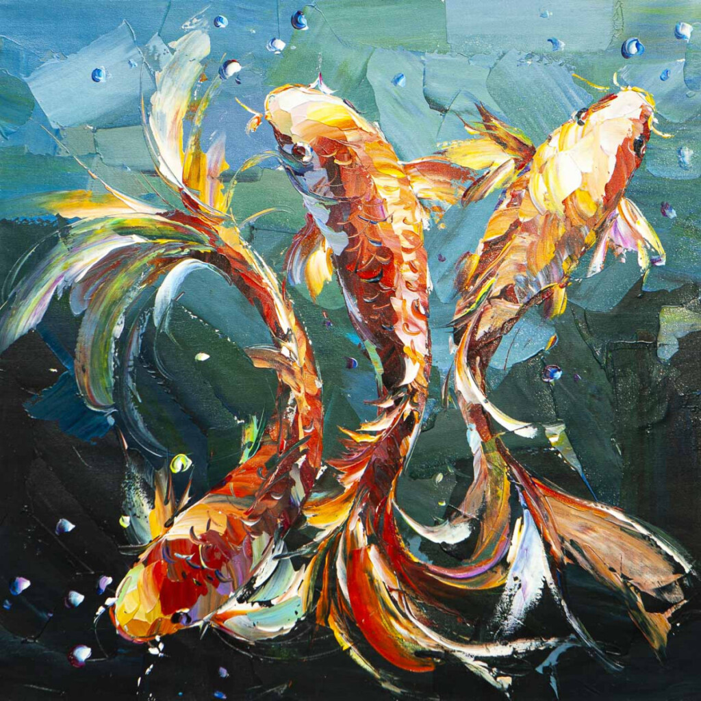 Карпы Кои. Японская золотая рыбка на удачу №32