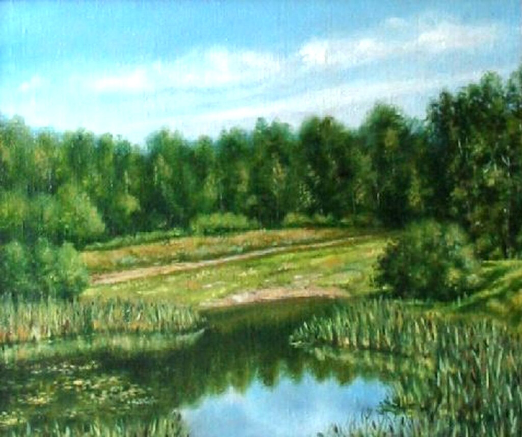 Озеро с камышами