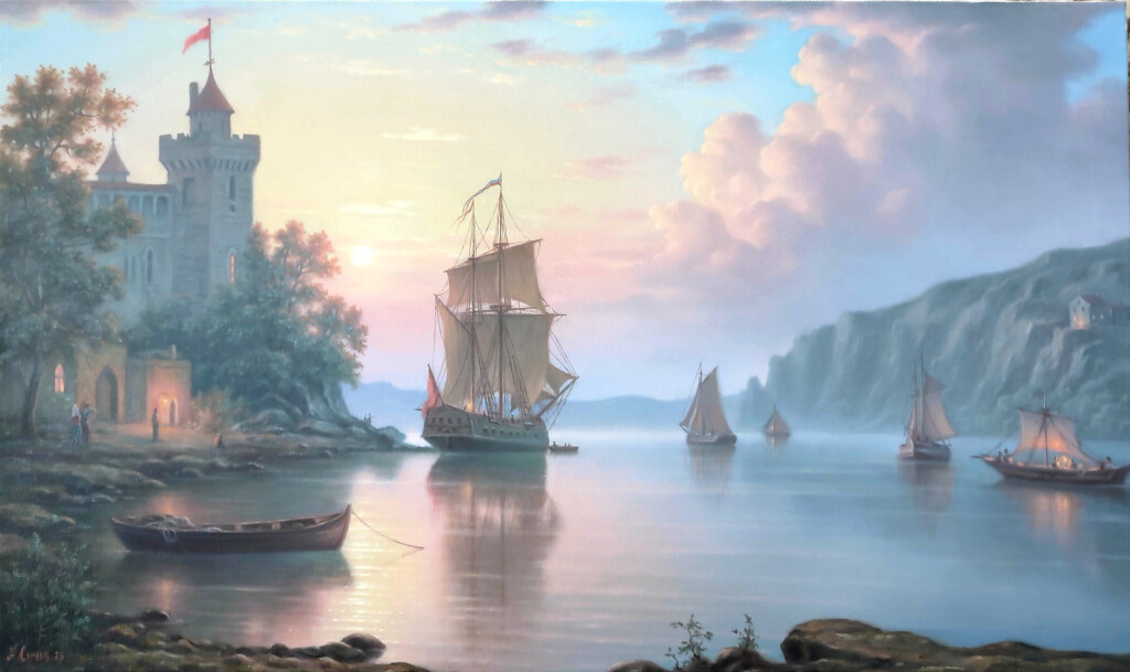 Пейзаж с парусниками