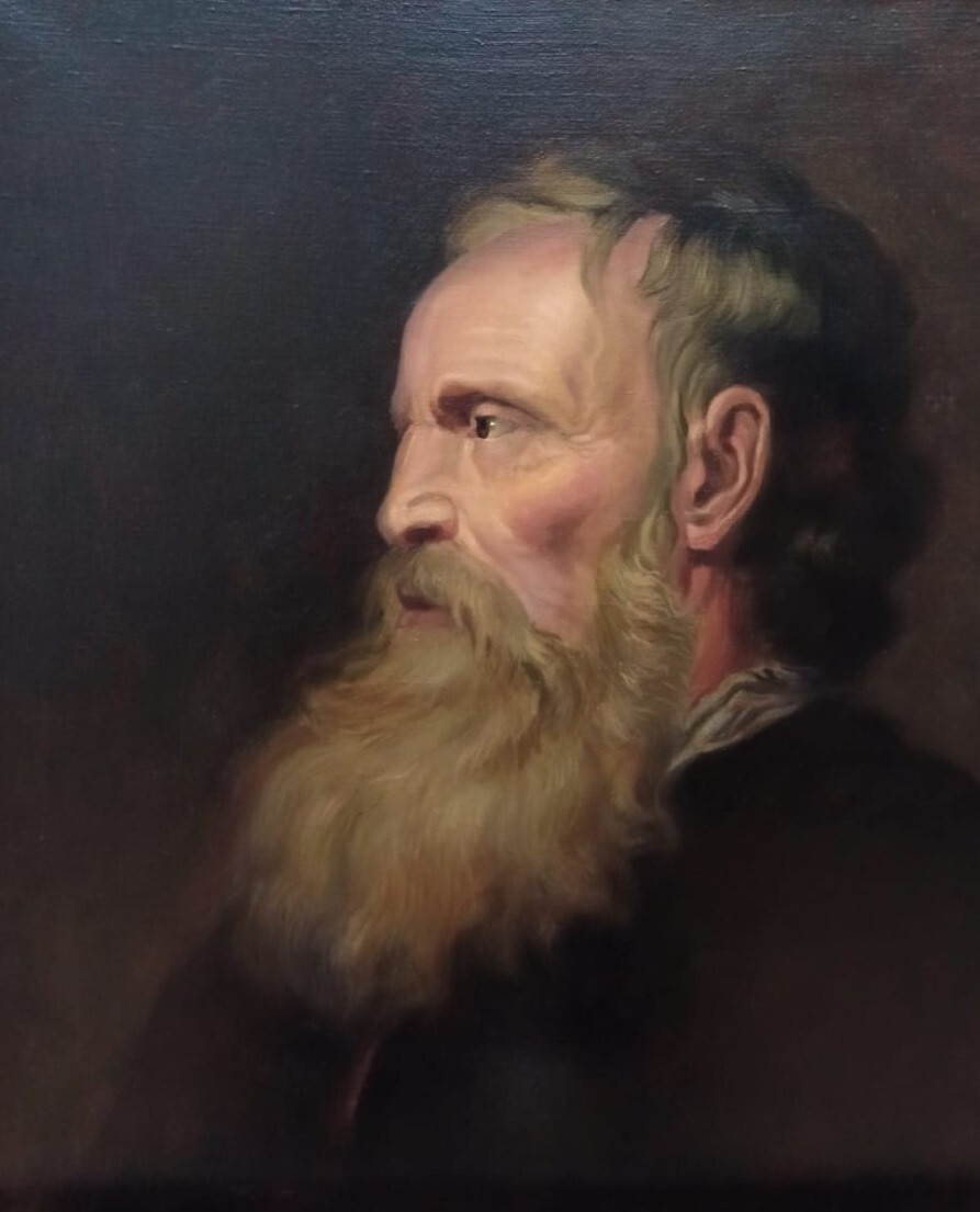 Портрет пожилого мужчины на темном фоне. Копия