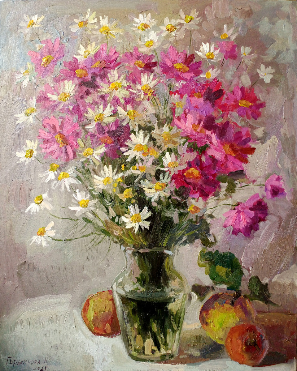 Букетик хризантем и ромашек