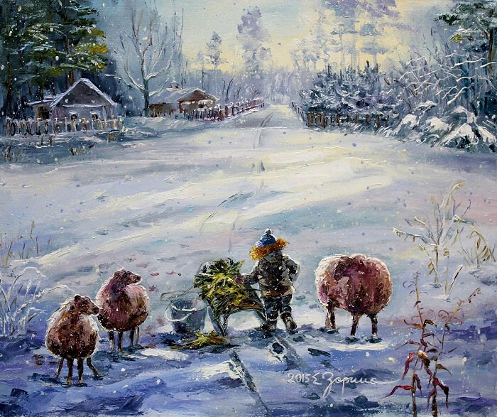 Зимой в деревне