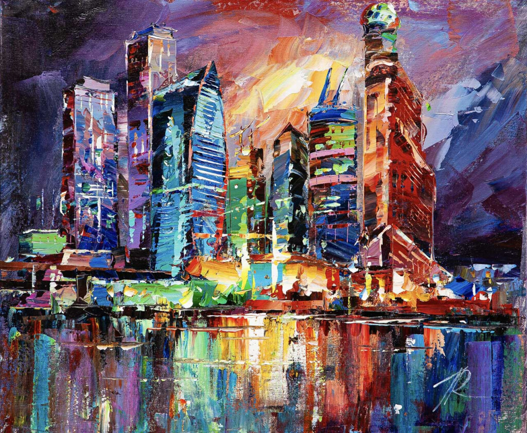 Ночной витраж. Вид на Москва-сити