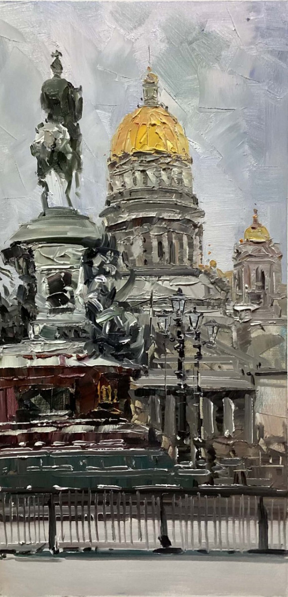 Серебряное небо Петербурга. Исаакиевский собор и памятник Николаю I