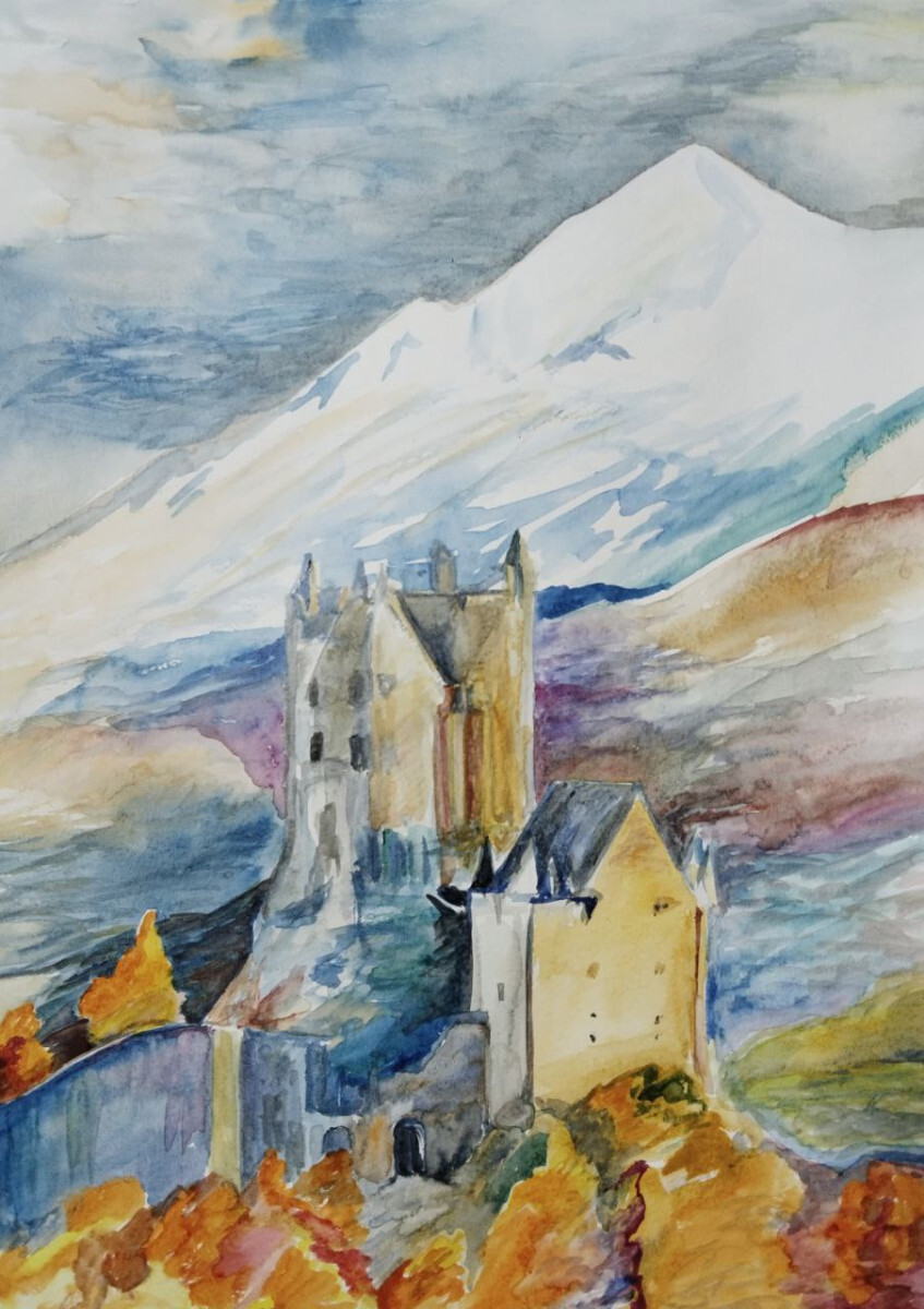 Замок на скалах северной Европы.