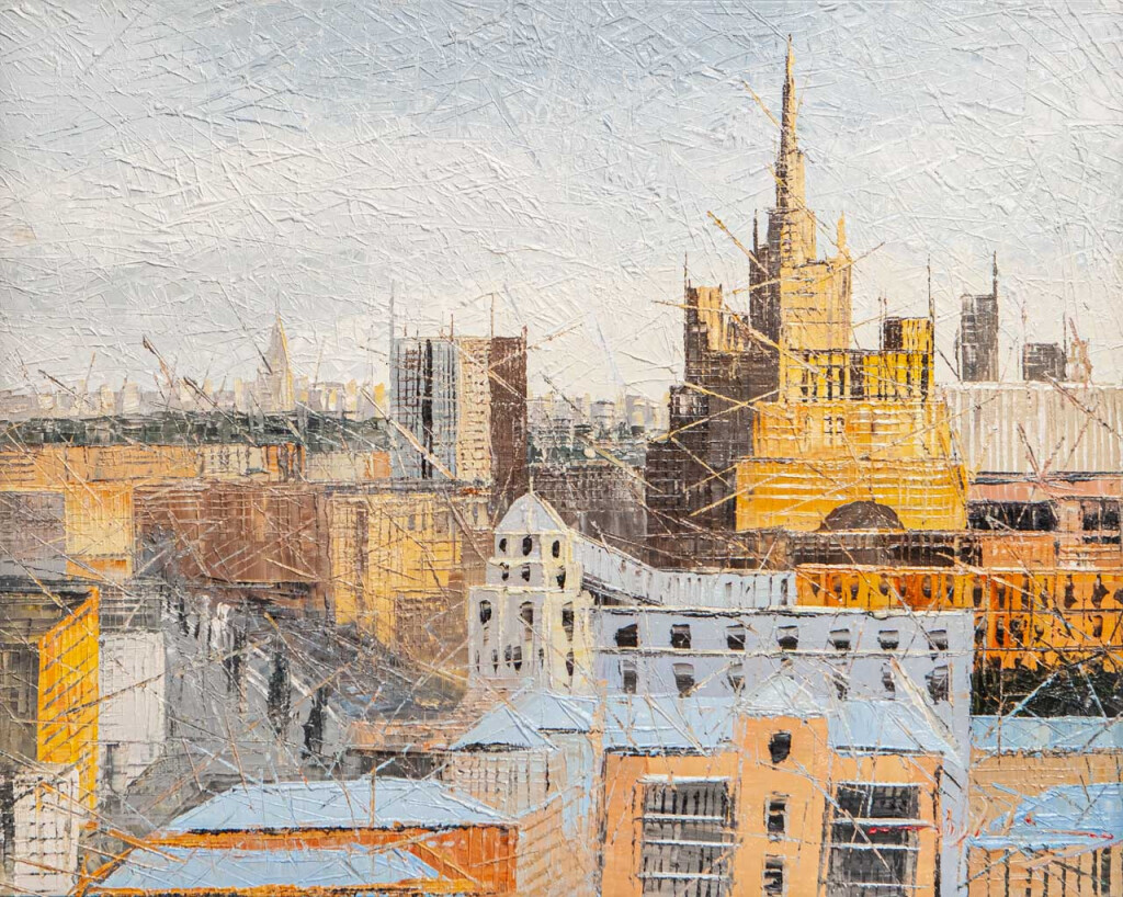 Москва с высоты птичьего полёта. Вид на высотку на Кудринской площади