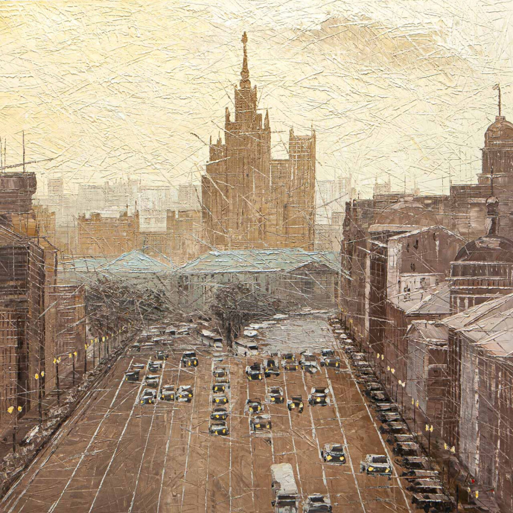 Вид со Старой площади на высотку на Котельнической набережной