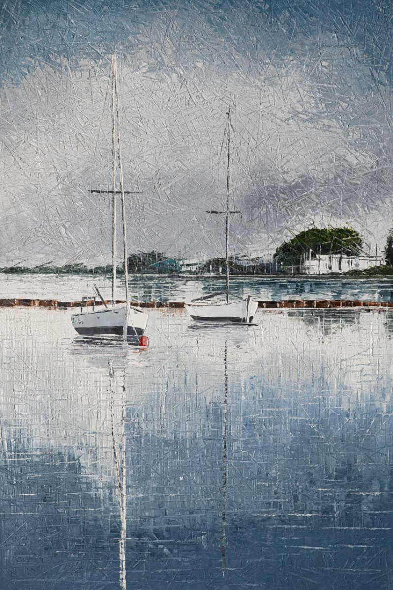 Лодки на рассвете. Монохром