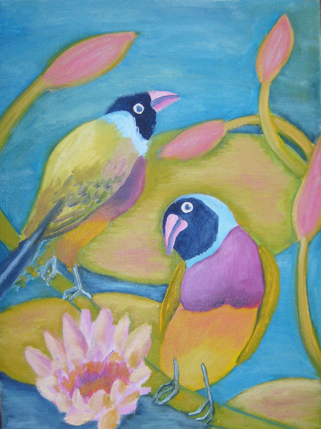 Райские птицы на лотосах