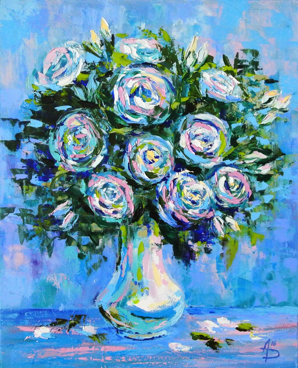 Розы в голубом