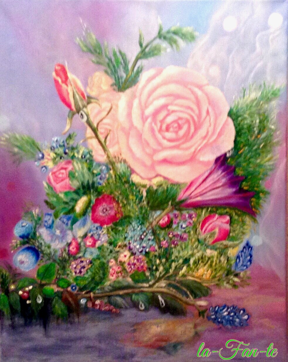 " Чайная роза и полевые цветы"