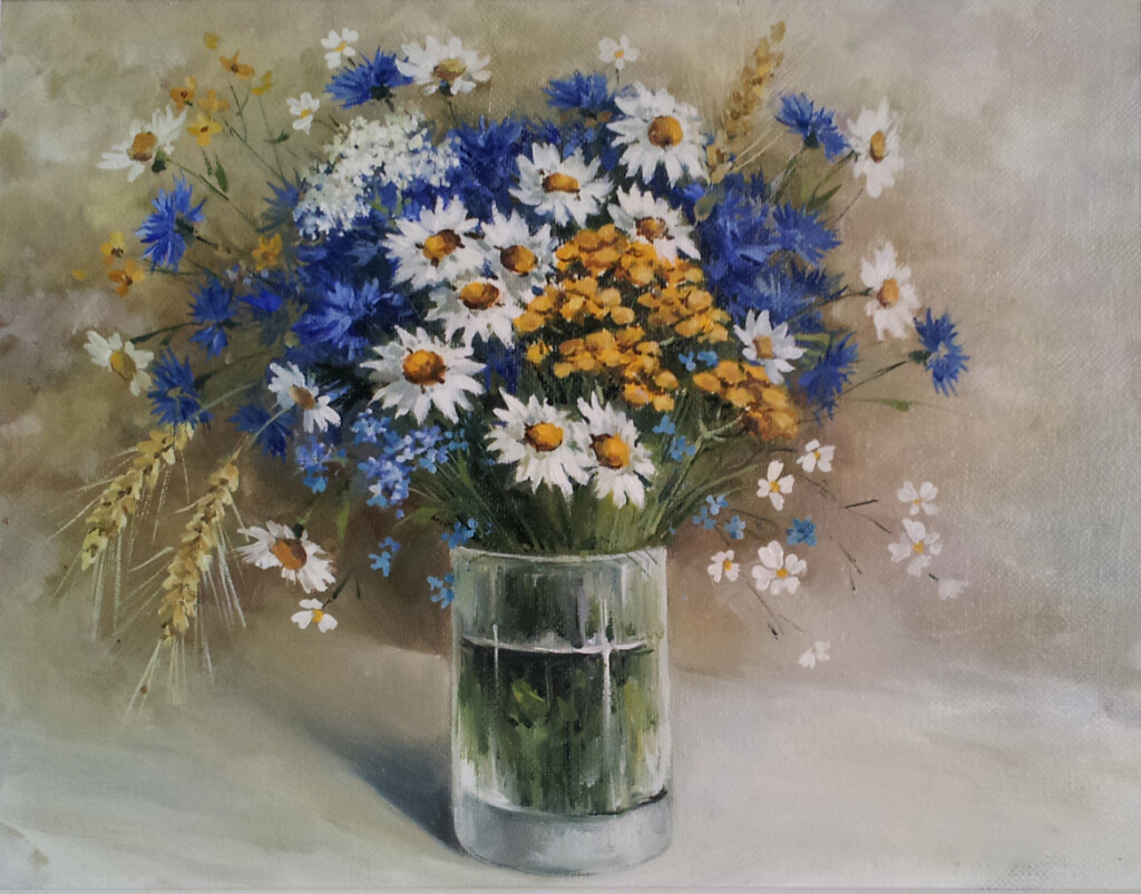 Ромашки, пижма, васильки и колоски