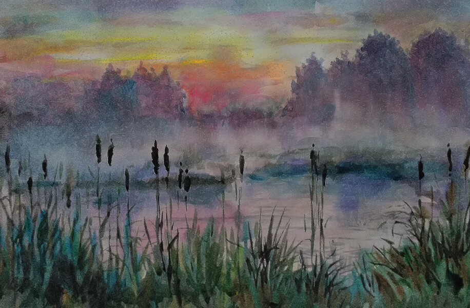 Туман на озере