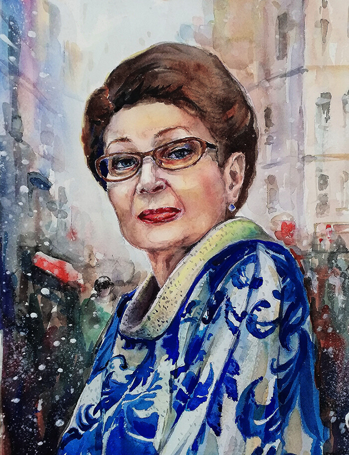 Женщина в синем