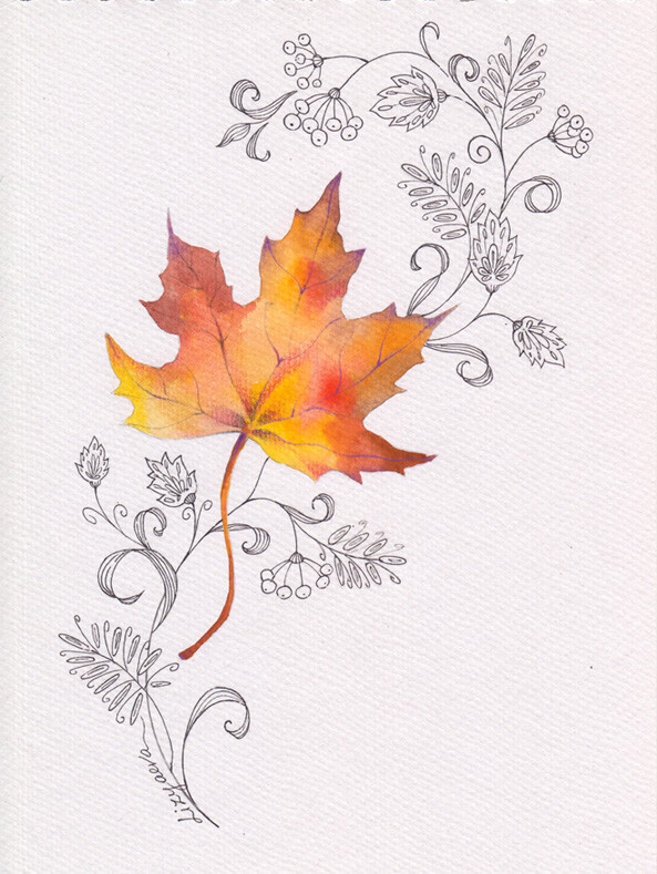 "Кленовый лист и узоры"