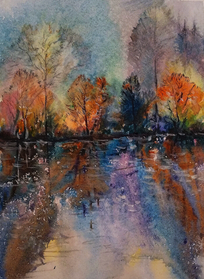 На озере осень