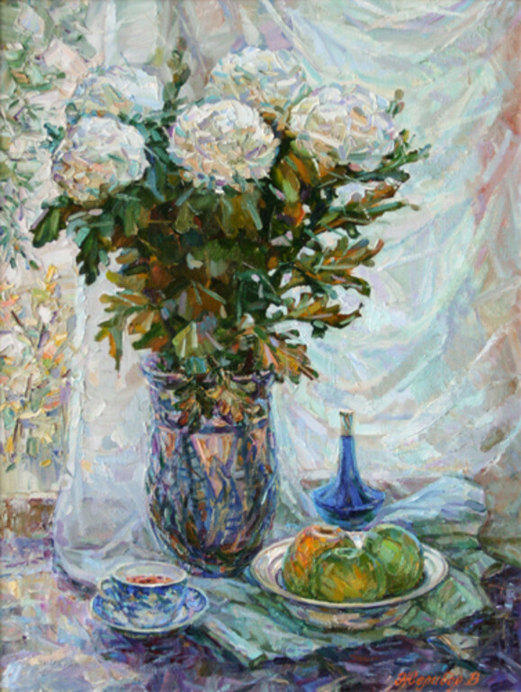 Осенний натюрморт с хризантемами