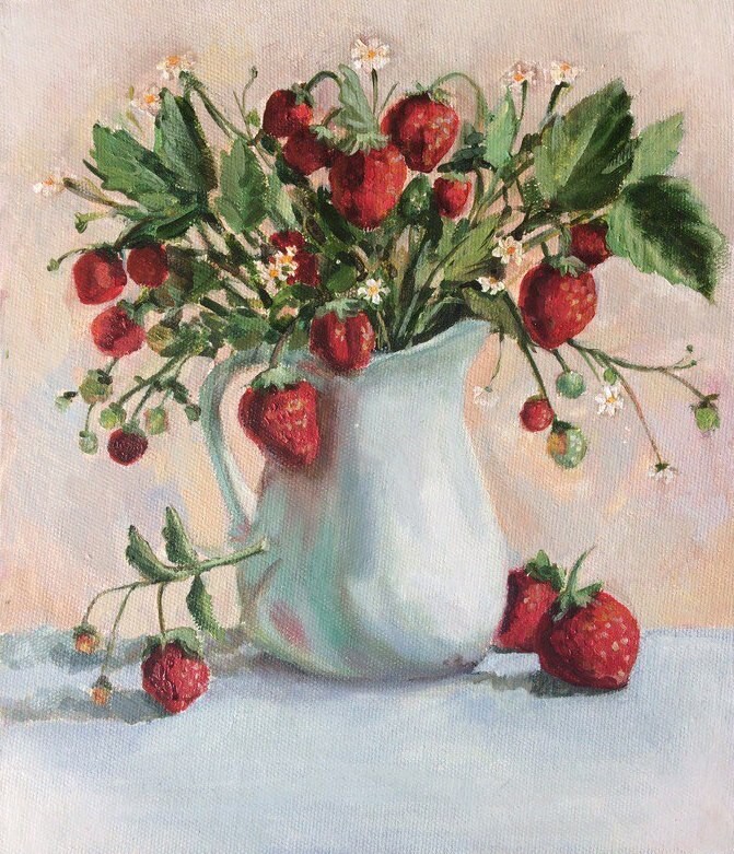Натюрморт с ягодами. Масляная живопись.